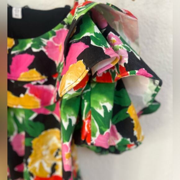 NWOT Topshop Spanish Bloom Floral Ruffle Cold Shoulder Bardot Dress - Sz 4 - Picture 7 of 8